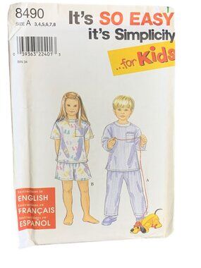 Simplicity Girls Sleepwear Sewing Pattern Size 3 4 5 6 7 8 8490 Uncut
